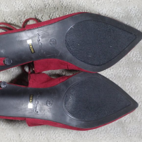 NWOT Anne Michelle Size 10 Burgundy Red Zipper Heel Suede Stilettos - Picture 6 of 8